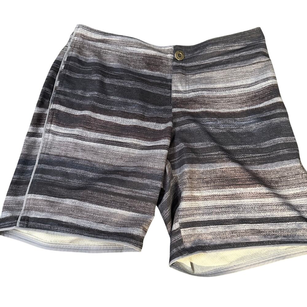Niyama Sol mens yoga shorts activewear sz 32 striped blue gray summer